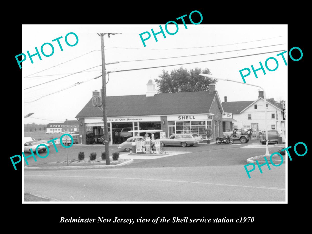 OLD LARGE HISTORIC PHOTO OF BEDMINSTER NEW JERSEY THE SHELL SERVICE STATION 1970