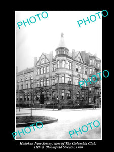 OLD LARGE HISTORIC PHOTO OF HOBOKEN NEW JERSEY, VIEW OF THE COLUMBIA CLUB c1900