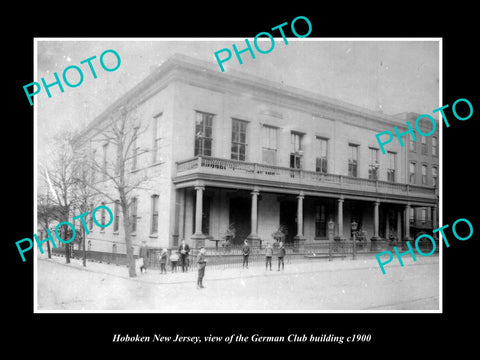 OLD LARGE HISTORIC PHOTO OF HOBOKEN NEW JERSEY, THE GERMAN CLUB BUILDING c1900