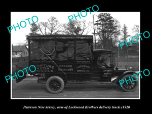 OLD LARGE HISTORIC PHOTO OF PATERSON NEW JERSEY, THE LOCKWOOD BROS TRUCK c1920