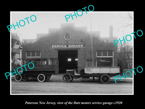 OLD LARGE HISTORIC PHOTO OF PATERSON NEW JERSEY, THE DART MOTORS GARAGE c1920