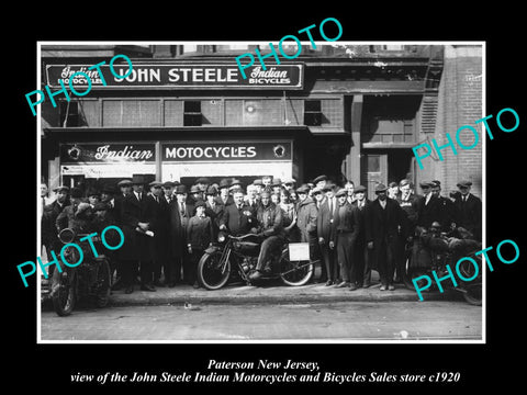 OLD LARGE HISTORIC PHOTO OF PATERSON NEW JERSEY, INDIAN MOTORCYCLE STORE c1920 2