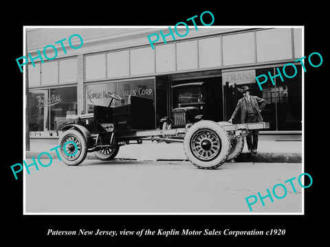 OLD LARGE HISTORIC PHOTO OF PATERSON NEW JERSEY, THE KOPLIN MOTORS STORE c1920