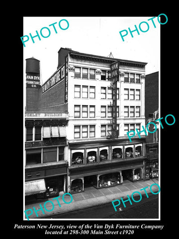 OLD LARGE HISTORIC PHOTO OF PATERSON NEW JERSEY, VIEW OF THE VAN DYK STORE c1920