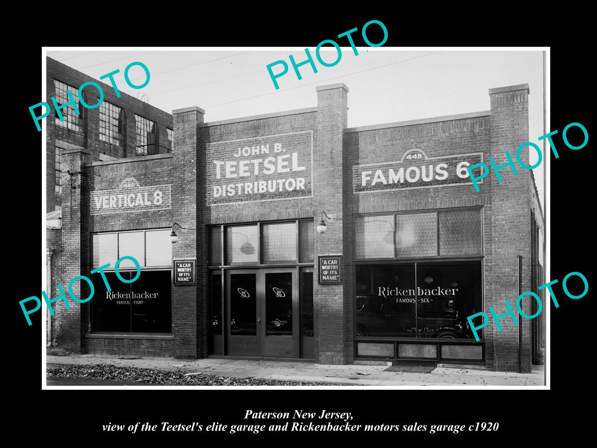 OLD LARGE HISTORIC PHOTO OF PATERSON NEW JERSEY, RICKENBACKER MOTORS STORE c1920