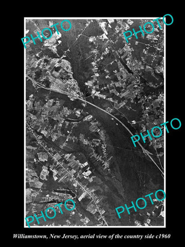 OLD LARGE HISTORIC PHOTO OF WILLIAMSTOWN NEW JERSEY, AERIAL VIEW OF AREA c1960