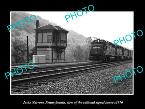 OLD LARGE HISTORIC PHOTO OF JACKS NARROWS PENNSYLVANIA, THE RAILROAD TOWER c1970