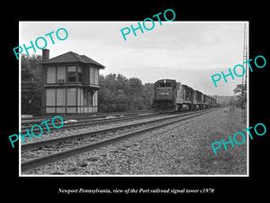 OLD LARGE HISTORIC PHOTO OF NEWPORT PENNSYLVANIA, THE RAILROAD SIGNAL TOWER 1970