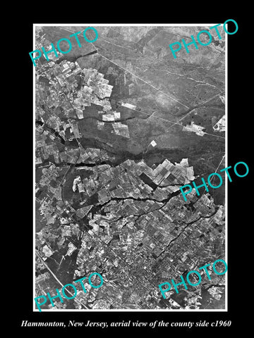 OLD LARGE HISTORIC PHOTO OF HAMMONTON NEW JERSEY, AERIAL VIEW OF THE AREA c1960