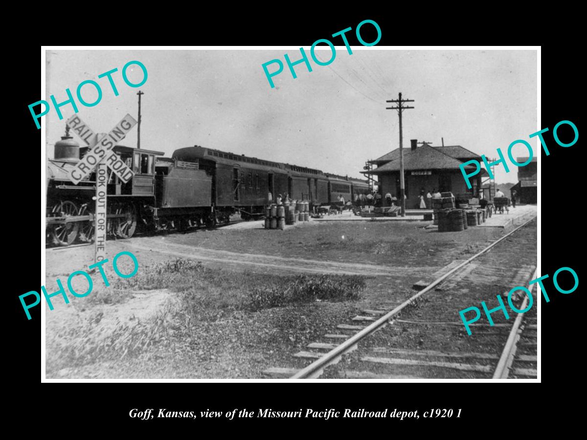 OLD HISTORIC PHOTO OF GOFF KANSAS, MISSOURI PACIFIC RAILROAD DEPOT c1920 2