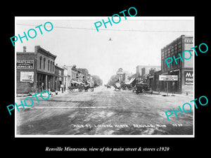 OLD LARGE HISTORIC PHOTO OF RENVILLE MINNESOTA, THE MAIN STREET & STORES c1920