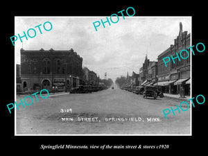 OLD LARGE HISTORIC PHOTO OF SPRINGFIELD MINNESOTA, THE MAIN ST & STORES c1920