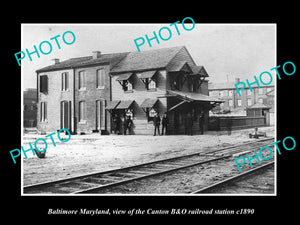 OLD LARGE HISTORIC PHOTO OF BALTIMORE MARYLAND, CANTON RAILROAD STATION c1890