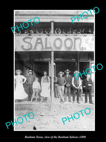 OLD LARGE HISTORIC PHOTO OF BONHAM TEXAS, VIEW OF THE BONHAM SALOON c1890