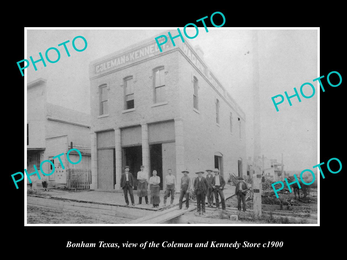 OLD LARGE HISTORIC PHOTO OF BONHAM TEXAS, THE COLEMAN & KENNEDY STORE c1900