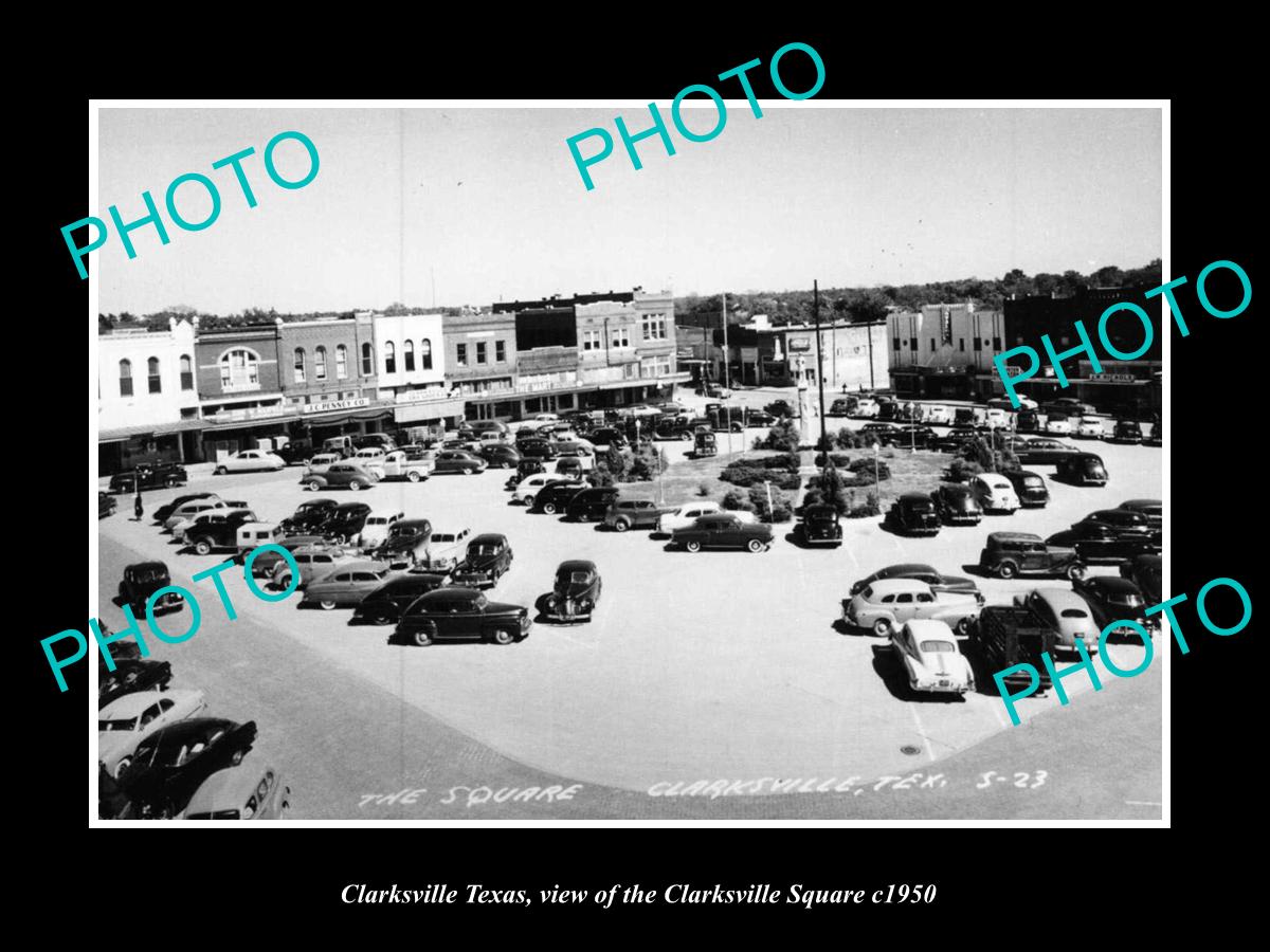 OLD LARGE HISTORIC PHOTO OF CLARKSVILLE TEXAS, VIEW OF THE TOWN SQUARE c1950 2