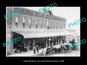 OLD LARGE HISTORIC PHOTO OF CLARKSVILLE TEXAS, VIEW OF HOTEL DE FLORENCE c1900