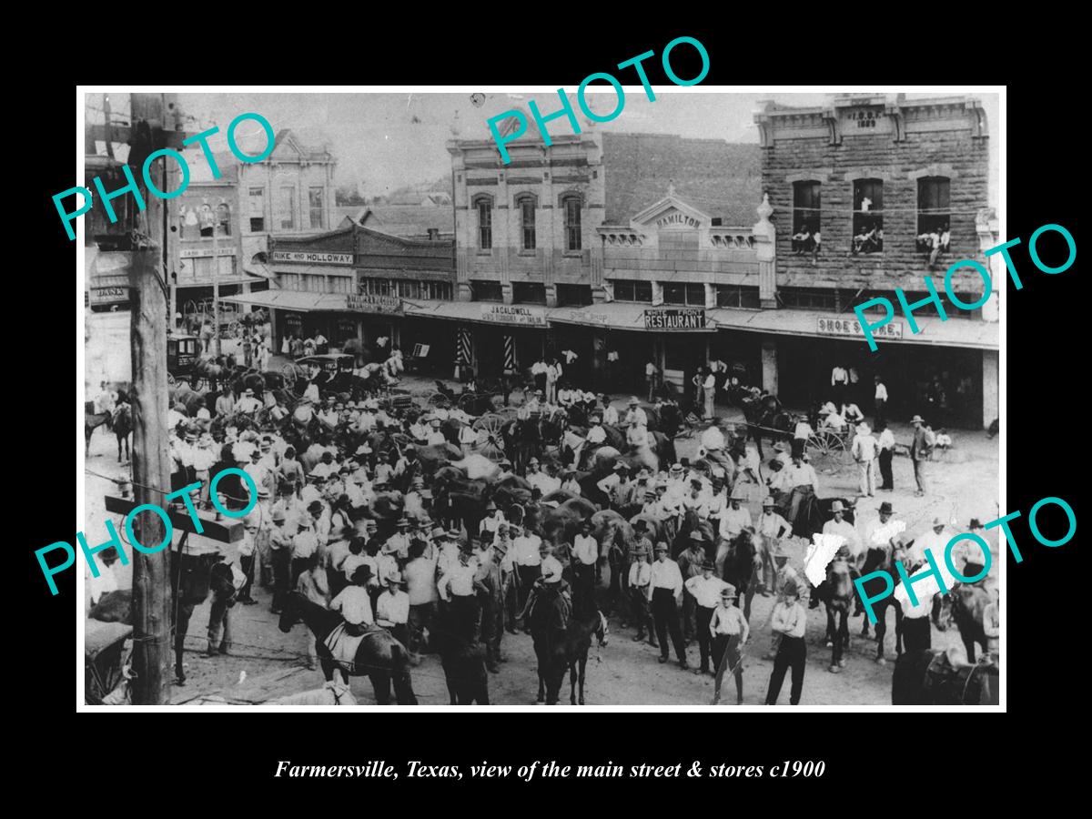 OLD LARGE HISTORIC PHOTO OF FARMERSVILLE TEXAS, THE MAIN STREET & STORES c1900