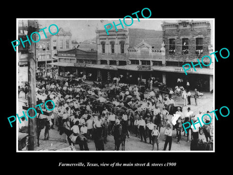 OLD LARGE HISTORIC PHOTO OF FARMERSVILLE TEXAS, THE MAIN STREET & STORES c1900