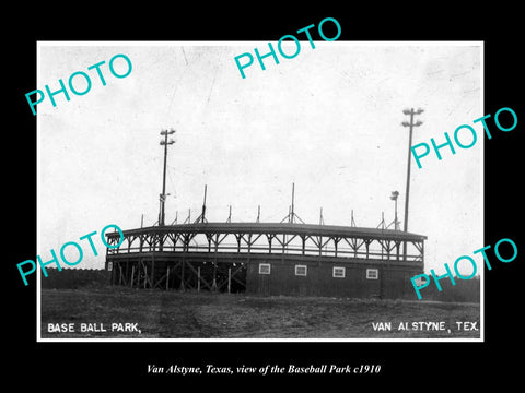 OLD LARGE HISTORIC PHOTO OF VAN ALSTYNE TEXAS, VIEW OF THE BASEBALL PARK c1910