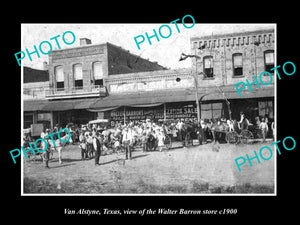 OLD LARGE HISTORIC PHOTO OF VAN ALSTYNE TEXAS, THE WALTER BARRON STORE c1900