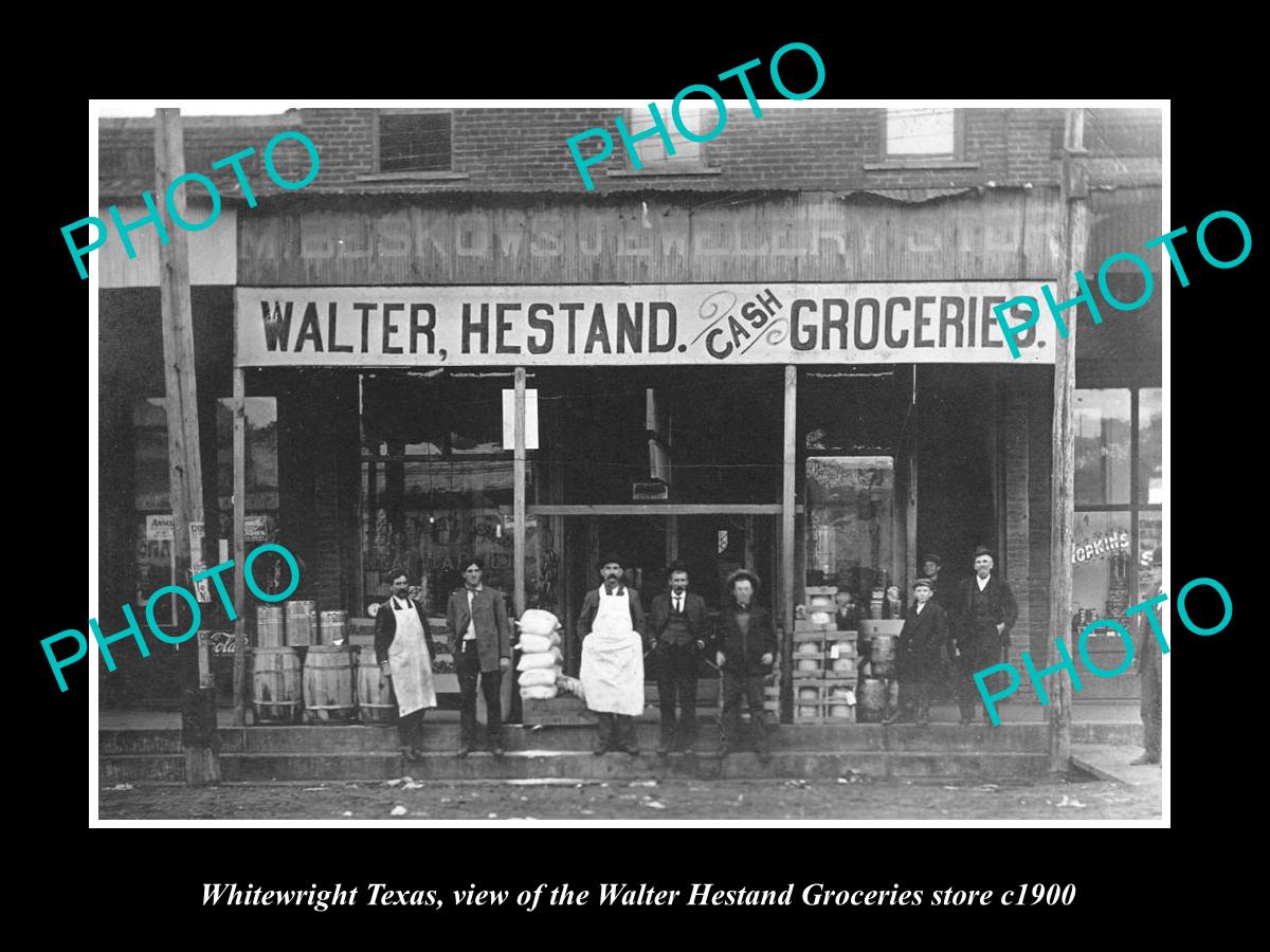 OLD LARGE HISTORIC PHOTO OF WHITEWRIGHT TEXAS, THE WALTER HESTAND STORE c1900