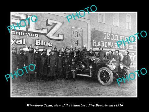 OLD LARGE HISTORIC PHOTO OF WINNSBORO TEXAS, THE FIRE DEPARTMENT CREW c1910