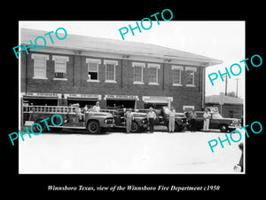 OLD LARGE HISTORIC PHOTO OF WINNSBORO TEXAS, THE FIRE DEPARTMENT STATION c1950