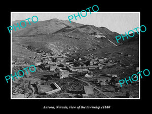 OLD LARGE HISTORIC PHOTO OF AURORA NEVADA, VIEW OF THE TOWNSHIP c1880