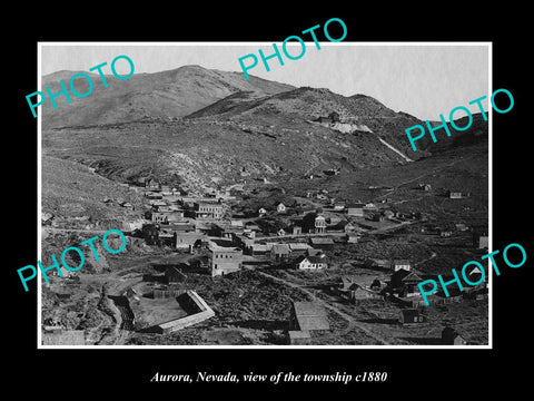 OLD LARGE HISTORIC PHOTO OF AURORA NEVADA, VIEW OF THE TOWNSHIP c1880