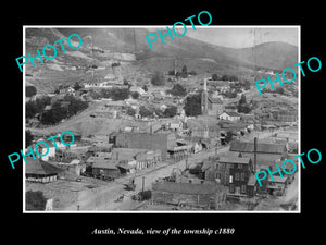 OLD LARGE HISTORIC PHOTO OF AUSTIN NEVADA, VIEW OF THE TOWNSHIP c1880