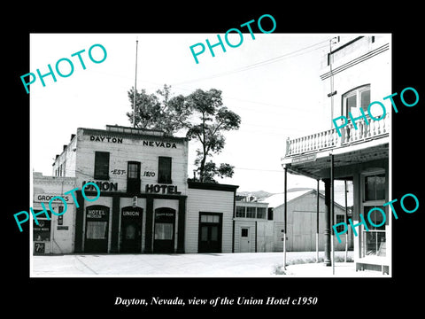 OLD LARGE HISTORIC PHOTO OF DAYTON NEVADA, VIEW OF THE UNION HOTEL c1950