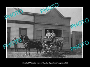 OLD LARGE HISTORIC PHOTO OF GOLDFIELD NEVADA, THE FIRE STATION WAGON c1900