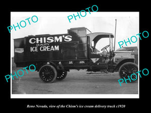 OLD LARGE HISTORIC PHOTO OF RENO NEVADA, THE CHISM ICE CREAM TRUCK c1920