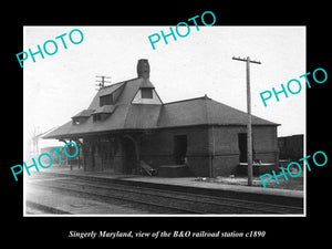 OLD LARGE HISTORIC PHOTO OF SINGERLY MARYLAND, THE B&O RAILROAD STATION c1890