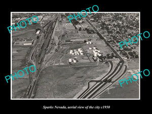 OLD LARGE HISTORIC PHOTO OF SPARKS NEVADA, AERIAL VIEW OF THE CITY c1950