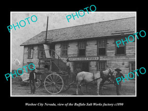 OLD LARGE HISTORIC PHOTO OF WASHOE CITY NEVADA, THE BUFFALO SALT WORKS c1890