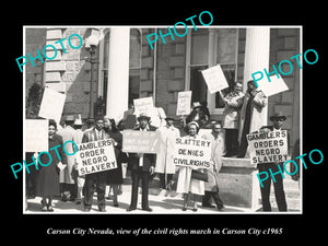 OLD LARGE HISTORIC PHOTO OF CARSON CITY NEVADA, VIEW OF CIVIL RIGHTS MARCH c1965