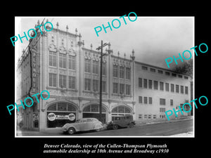 OLD LARGE HISTORIC PHOTO OF DENVER COLORADO, THE PLYMOUTH CAR DEALERSHIP c1930