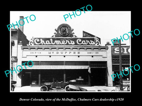 OLD LARGE HISTORIC PHOTO OF DENVER COLORADO, THE CHALMERS CAR DEALERSHIP c1920