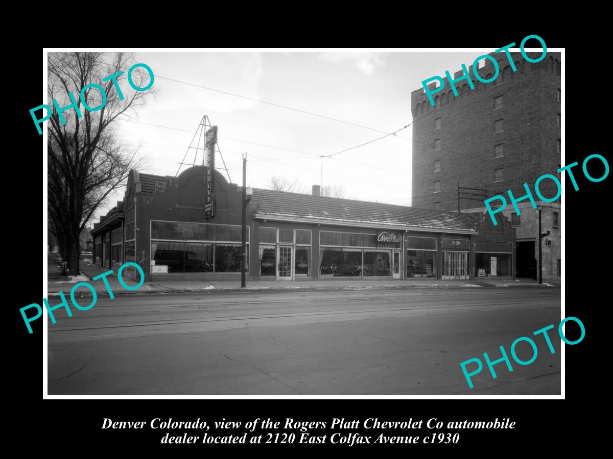 OLD LARGE HISTORIC PHOTO OF DENVER COLORADO, THE RP CHEVROLET DEALERSHIP c1930