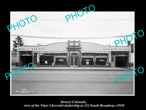 OLD LARGE HISTORIC PHOTO OF DENVER COLORADO, THE VINER CHEVROLET DEALERSHIP 1930