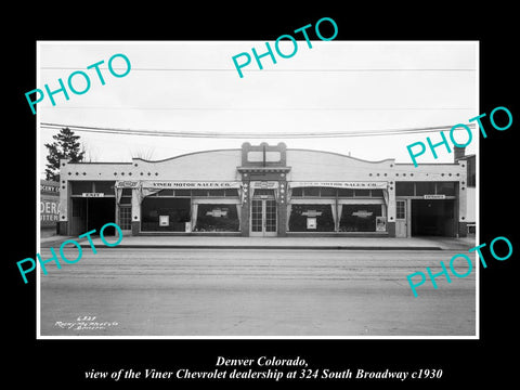 OLD LARGE HISTORIC PHOTO OF DENVER COLORADO, THE VINER CHEVROLET DEALERSHIP 1930