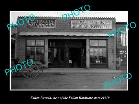 OLD LARGE HISTORIC PHOTO OF FALLON NEVADA, THE FALLON HARDWARE STORE c1910