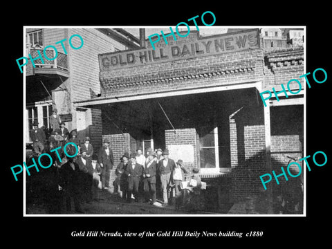 OLD LARGE HISTORIC PHOTO OF GOLD HILL NEVADA, THE G/H NEWSPAPER BUILDING c1880