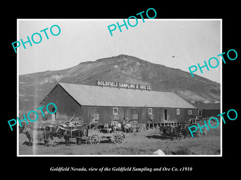 OLD LARGE HISTORIC PHOTO OF GOLDFIELD NEVADA, THE SAMPLING & ORE Co c1910