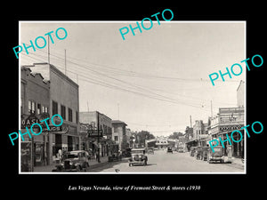 OLD LARGE HISTORIC PHOTO OF LAS VEGAS NEVADA, VIEW OF FREMONT ST & STORES c1930