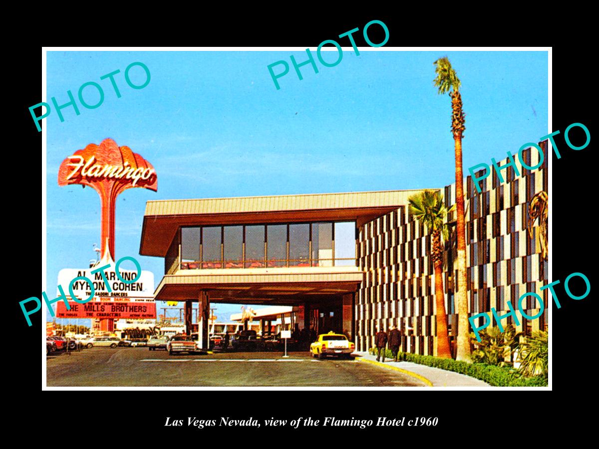 OLD LARGE HISTORIC PHOTO OF LAS VEGAS NEVADA, VIEW OF THE FLAMINGO HOTEL c1960