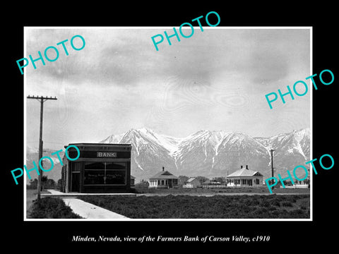 OLD LARGE HISTORIC PHOTO OF MINDEN NEVADA, VIEW OF THE CV FARMERS BANK c1910