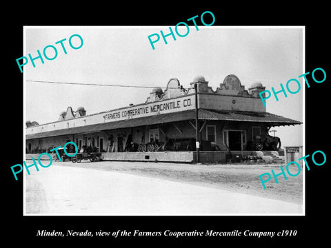 OLD LARGE HISTORIC PHOTO OF MINDEN NEVADA, VIEW OF THE FARMERS COOP Co c1910